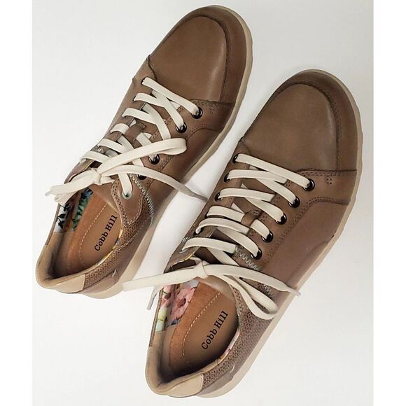 Cobb Hill Amalie Comfort Shoes WOM US11 CH9548 Taupe Leather Lace Up Sneakers - Picture 8 of 16